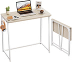 WOHOMO Folding Desk, Small Foldable Desk 31.5" for Small Spaces, Space Saving Computer Table Writing Workstation for Home Office, Easy Assembly, Oak