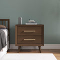 Child Craft Cranbrook Nightstand, 25" W Mid-Century Modern 2-Drawer Nursery Nightstand with Metal Handles, Toasted Chestnut