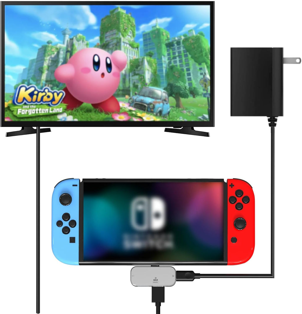 Geekria TV Dock Station Compatible with Nintendo Switch/OLED Portable Replacement, Game Accessories with 4K/1080P HDMI 3 in 1 HDMI/2 Type-C