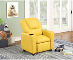 Lilola Home Marisa Kids Recliner Chair with Cup Holder, Yellow PU Leather Youth Reclining Chair, Child Recliner for Boys and Girls, Bedroom, Playroom, Nursery Seating, Water Resistant, Ages 1–5
