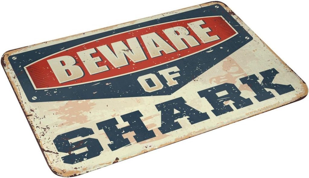 Funny Shoes Beware of Shark Rug Front Door Rugs Indoor Farmhouse Kitchen Mats(65X90CM)