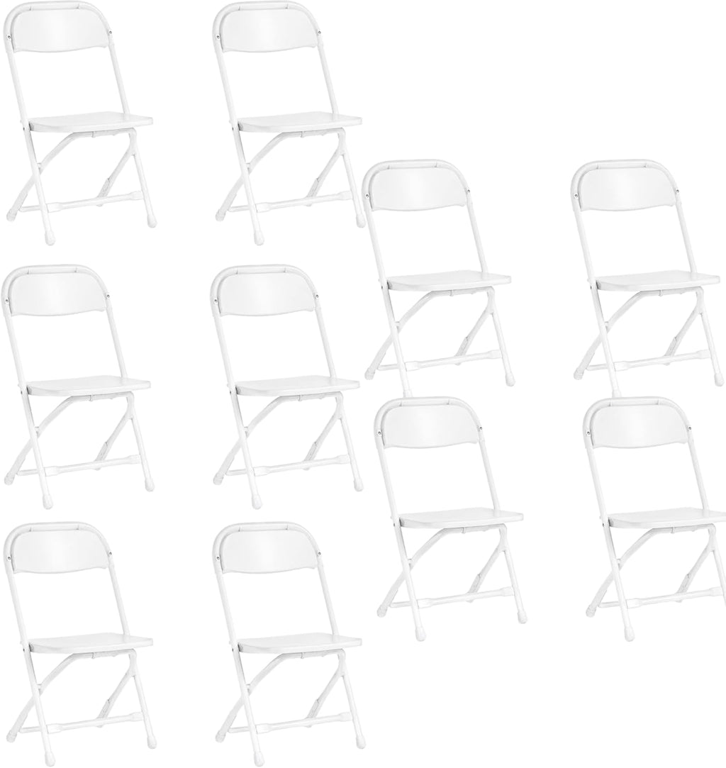 Timmy Kids Plastic Folding Chair, White Kids Chair with Steel Frame, Portable Foldable Child Chair for Classroom, Daycare, Parties & Events, 220 lb Capacity (White, Pack of 10)