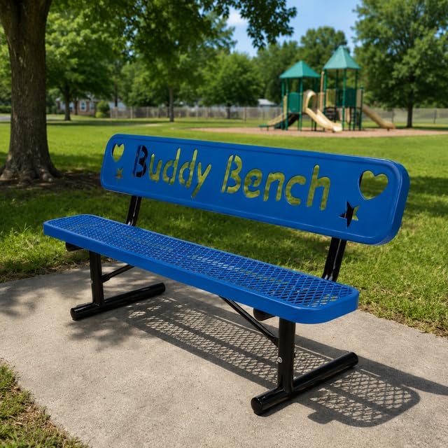 The City™ Series Buddy Benches, Blue, 72" L x 12" W x 18.25" H