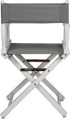 HomeStock Antique 18" Director's Chair Solid Wood Folding Chair with Armrests, Canvas Seat, Compact Foldable Frame, 33.75 x 21.75 x 16 in, 18 in Seat Height, Weighs 10 lb Soft Gray/18-Inch White Fram