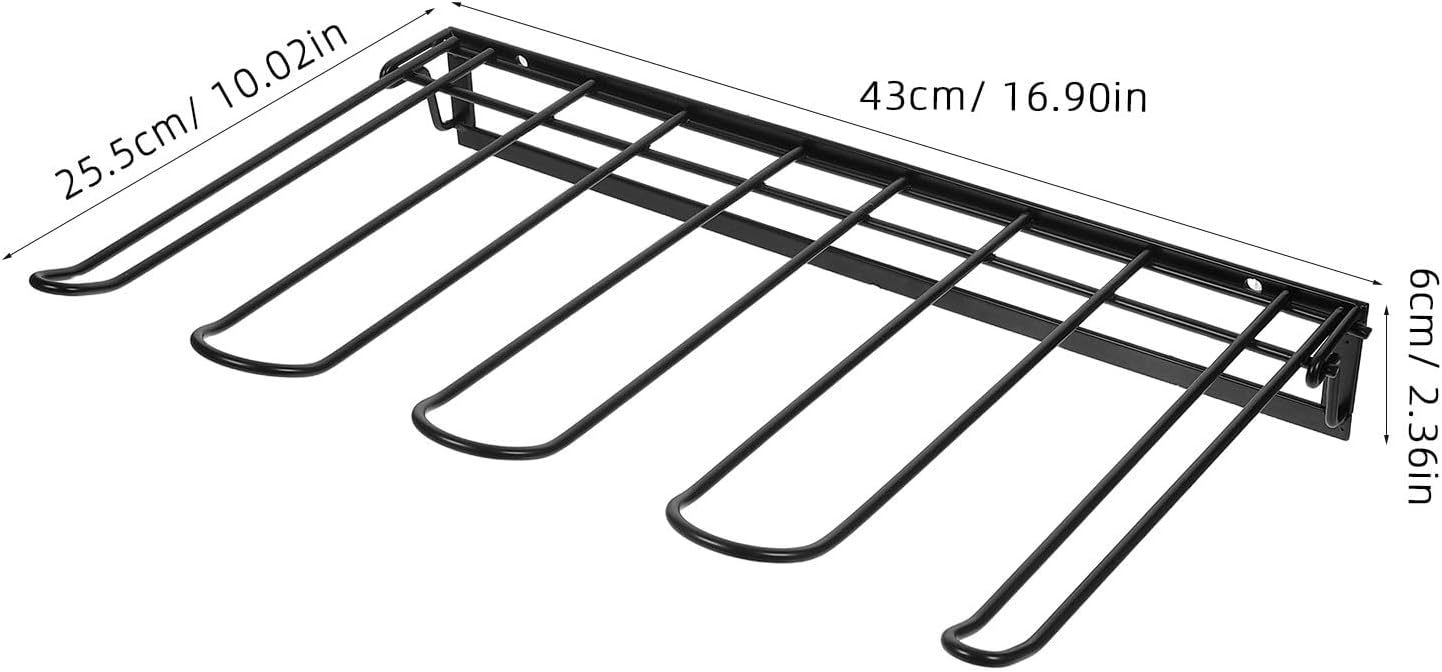Foldable Cowboy Boot Rack for 2 Pairs Tall Boots, Black Iron Wall-Mounted Shoe Organizer with Sturdy Construction and Angled Hanging Design, Space Saving Storage for Entryway