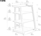 FITUEYES 4-Tier AV Media Stand Corner Shelf for Record Player Wooden Stereo Cabinet Audio Rack Tower with Height Adjustable Wooden Shelves for ps4 (Walnut)