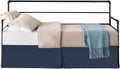 Pleated Daybed Skirt with Split Corners Twin Size - 14 Inch Tailored Drop Easy Fit - Pleated Daybed Dust Ruffle - 100% Microfiber Soft, Wrinkle-Free Daybed Bedskirt (Navy Blue, Twin-14 Drop)