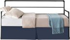Pleated Daybed Skirt with Split Corners Twin Size - 14 Inch Tailored Drop Easy Fit - Pleated Daybed Dust Ruffle - 100% Microfiber Soft, Wrinkle-Free Daybed Bedskirt (Navy Blue, Twin-14 Drop)