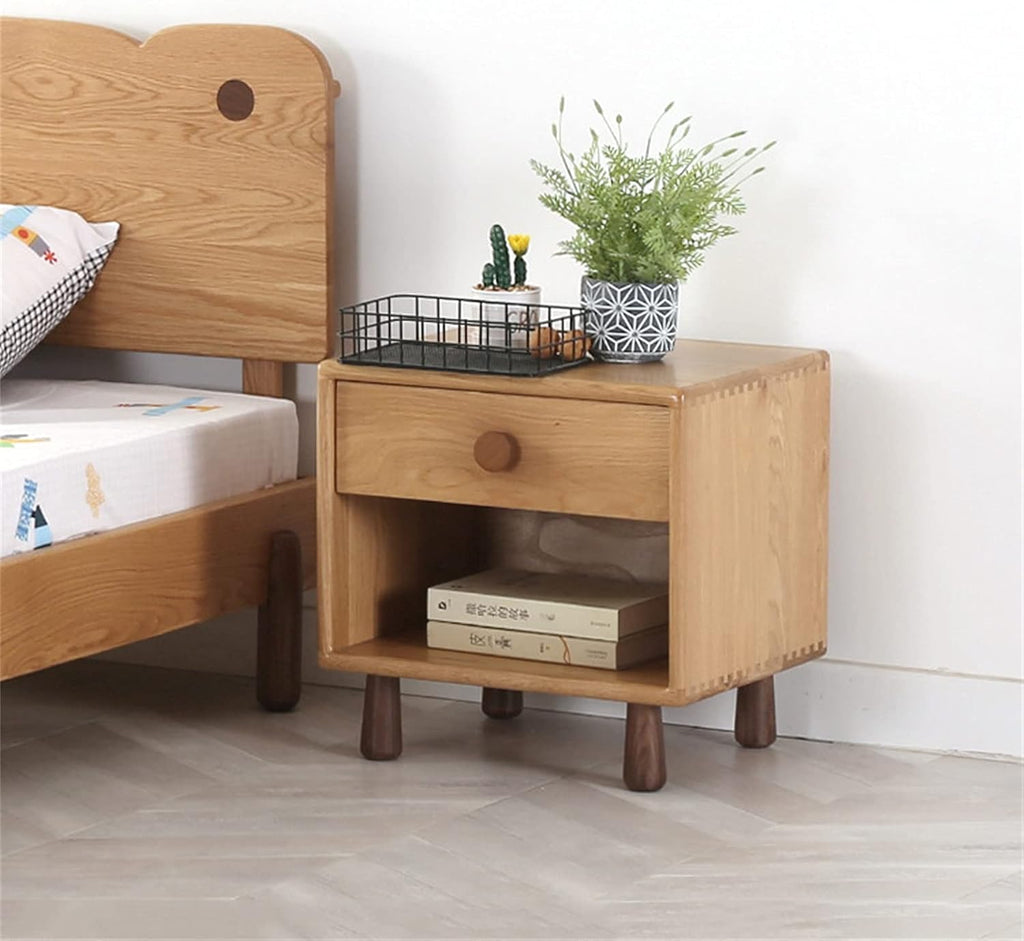 NordicSolidWoodChildren'sBedsideTable,CartoonNightstandForBedroom,BoyAndGirlBedsideCabinet2Drawer,SimpleBedroomStorageCabinet45X38X45CM(Color:B) Needed