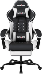 Ergonomic Video Gamer Chairs Gaming Computer Chair Gamer Chairs for Adults Massage Lumbar Support Swivel Height Adjustable Headrest Backrest