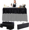 Vercraft Portable Bar Top Riser Tables Folding Bar Riser Mobile Table Foldable Portable Risers with Skirt for Events Wedding Banquet Home Party Picnics (Table Not Included)(Black Skirt,6 ft,Black)