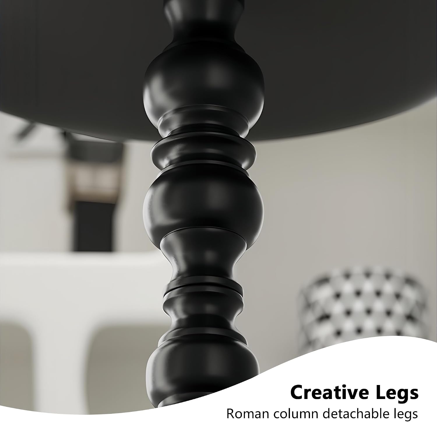Black Metal End Table, Small Round Side Table | Vintage Matte Black Pedestal, For Living Room, Bedroom, Sofa, For Patio & Bar, Nightstand