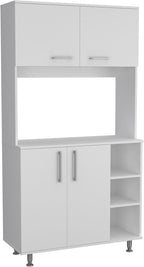 Kitchen Pantry Cabinet, 3 Shelves, Open Rack Storage, 37 Inch Countertop
