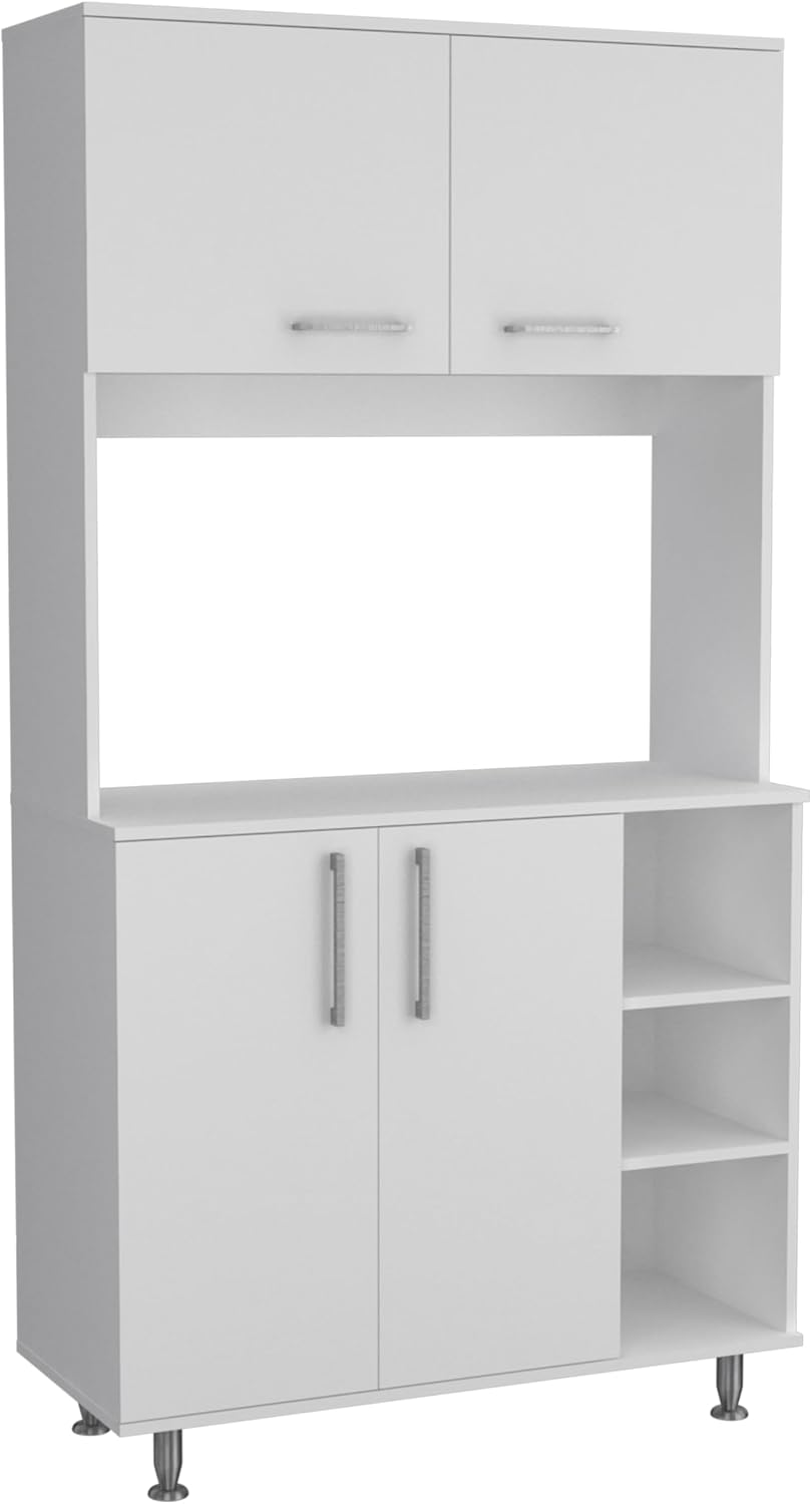 Kitchen Pantry Cabinet, 3 Shelves, Open Rack Storage, 37 Inch Countertop