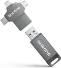 MFi Certified Photo Stick 128GB USB Flash Drive for iPhone, 4 in 1 External Memory Thumb Drive for Picture Video Data Backup, High Speed Memory Stick USB Drive for iPhone/iPad/Android/PC (Gun Black)
