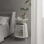 Sofa Side Round Side Table End with Cat House, Condo, Indoor Furniture Kitten, Small Coffee Nightstand with Storage, Living Room Sofa Bedside with Bed(White)