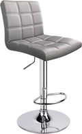 Leopard Modern Square PU Leather Adjustable Bar Stools with Back,Square Back Bar Stools, Counter Height Swivel Stool, 1 Chair (Light Grey)