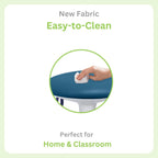 Wobble Stool for Kids Ages 7–12; Adjustable Height Wobble Stool; Classroom Seating with Soft, Easy-to-Clean New Fabric Cushion; Flexible Wiggle Chair for Focus & ADHD + Bonus Visual Timer (Lake Teal)