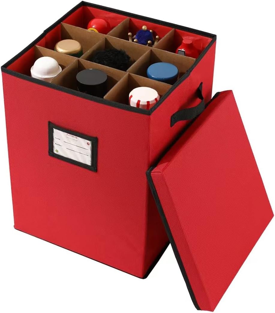 Christmas Nutcracker Storage Box with Lid – Holiday Figurine & Collectible Organizer with Adjustable Dividers, Fits 9-16" Tall Nutcrackers, Perfect for Holiday Figurines Storage