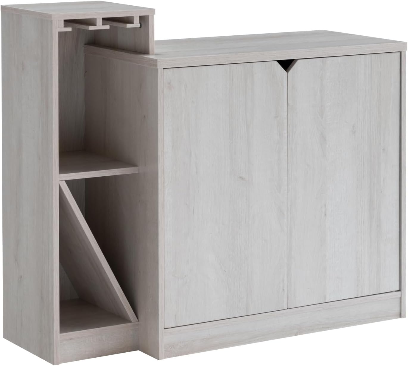 Bar Cabinet, Wine Bottle Storage Display Kitchen Cabinet, Holds 4 Wine Bottles- White Oak
