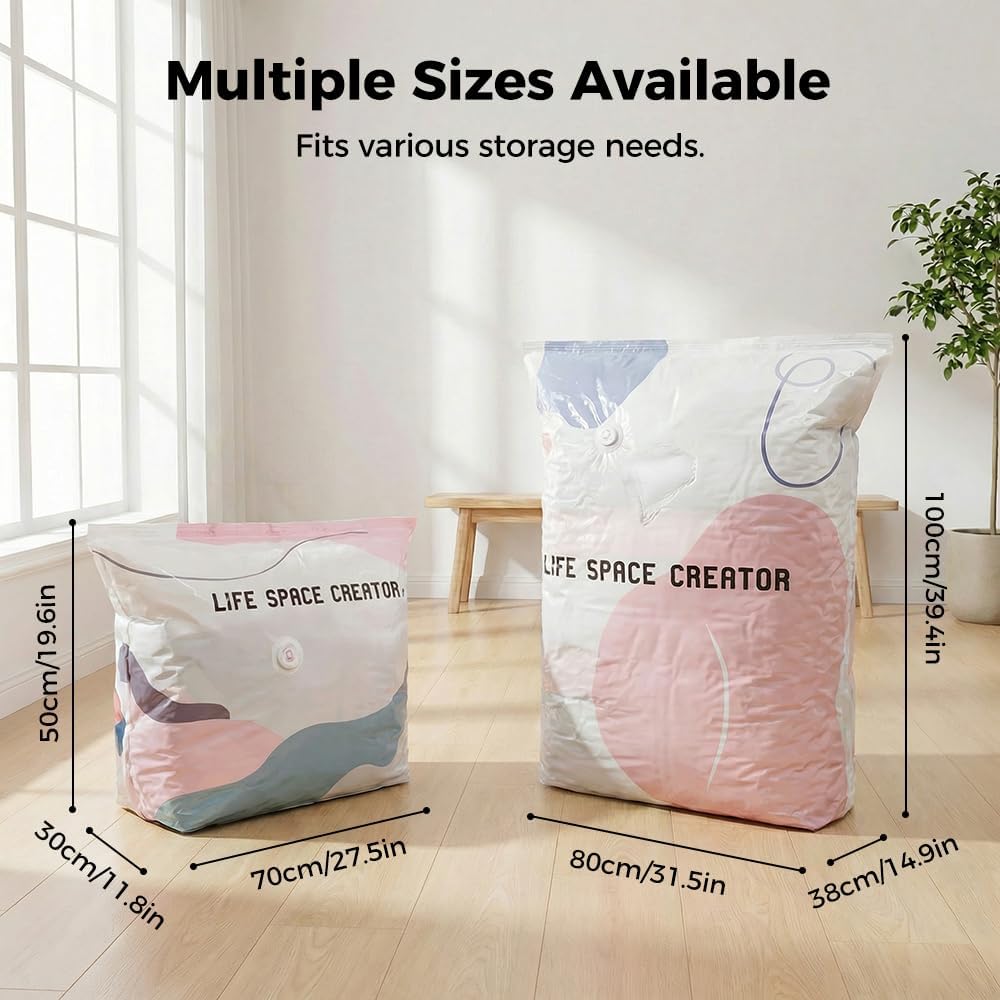 No-Pump Vacuum Storage Bags, Cube Compression Space Saver Bags, Upgrade Large Storage Compression Bags Press & Seal, For Clothes,Bedding Comforters, Blankets (5PCS, Large)