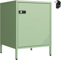Steehoom Locker Nightstand Metal End Table Single Door Bedside Cabinet Lockable Storage Cabinet for Living Room, Bedroom, Dorm,Home, Office 21.26”H X 15.75”W X 15.75”D (1 Door, Green)
