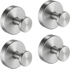 Suction Cup Hooks, Removable Shower Hooks, 4-Pack, Brushed Nickel | No Wall Damage | Strong Hold on Tile, Mirrors & Glass | Bathroom & Kitchen Use | Perfect for Towels, Loofahs, Robes & Coats
