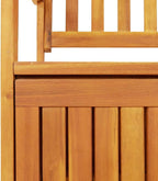 Solid Acacia Wood Patio Storage Bench with Large Storage Compartment, 47.2 Inch Garden Bench with Armrests and Backrest for Home and Garden