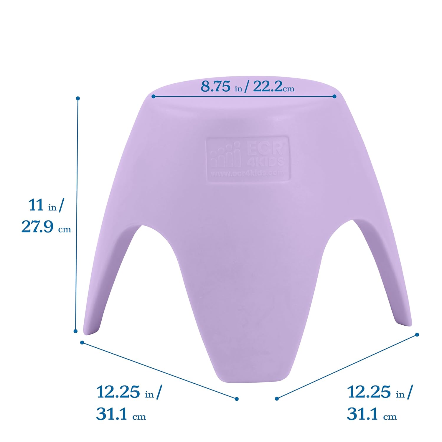 ECR4Kids Ayana Stackable Plastic Stool Seating Set, Children's Furniture, Light Purple, 4-Pack