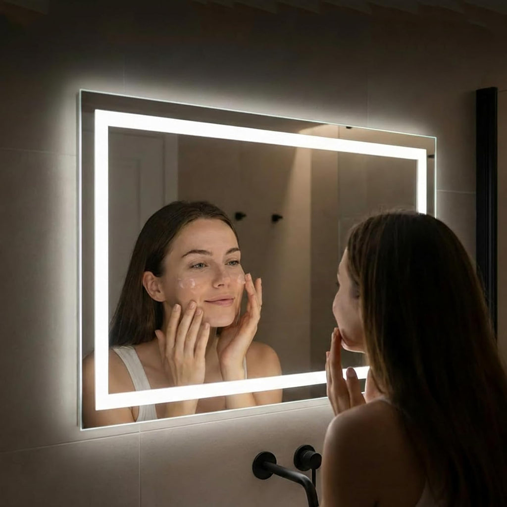 24"x 32" LED Bathroom Mirror with Light, Front and Backlit Controlled, Anti-Fog, 3 Colors Led Mirror, Dimmable, LED Wall Vanity Mirror with Lights, Memory Function, Tempered Glass,ETL Listed