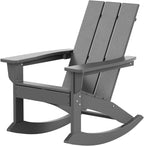 HDPE Shoreside Modern Rocking Poly Adirondack Chair,Gray