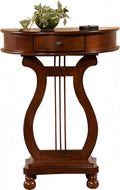 Half Moon Shaped Entryway Side Table, Narrow Semi Circle Console Table, Solid Wood Accent Table with Drawer, Perfect for Hallway, Living Room & Entryway Use (Cherry, 23.6"L * 11.8"W * 30.3"H in, Wood)