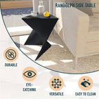 BOWERY HILL Contemporary Plastic Triangle End Table, Black Finish, 17 in H x 15.75 in W x 15.5 in D, Stackable Lightweight Design, Durable Versatile Stool or Side Table for Living Room or Bedroom