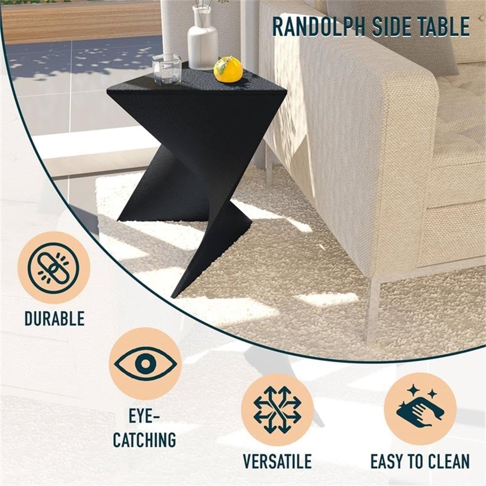 BOWERY HILL Contemporary Plastic Triangle End Table, Black Finish, 17 in H x 15.75 in W x 15.5 in D, Stackable Lightweight Design, Durable Versatile Stool or Side Table for Living Room or Bedroom