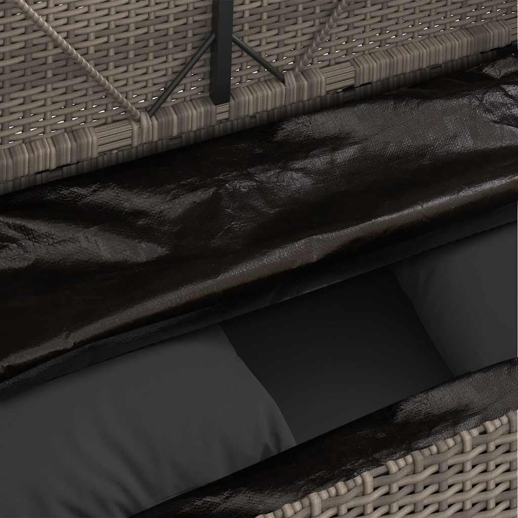 Patio Storage Bench with Cushion, PE Rattan Garden Bench with Waterproof Bag, Outdoor Seating and Storage Box for Cushions and Towels, Gray