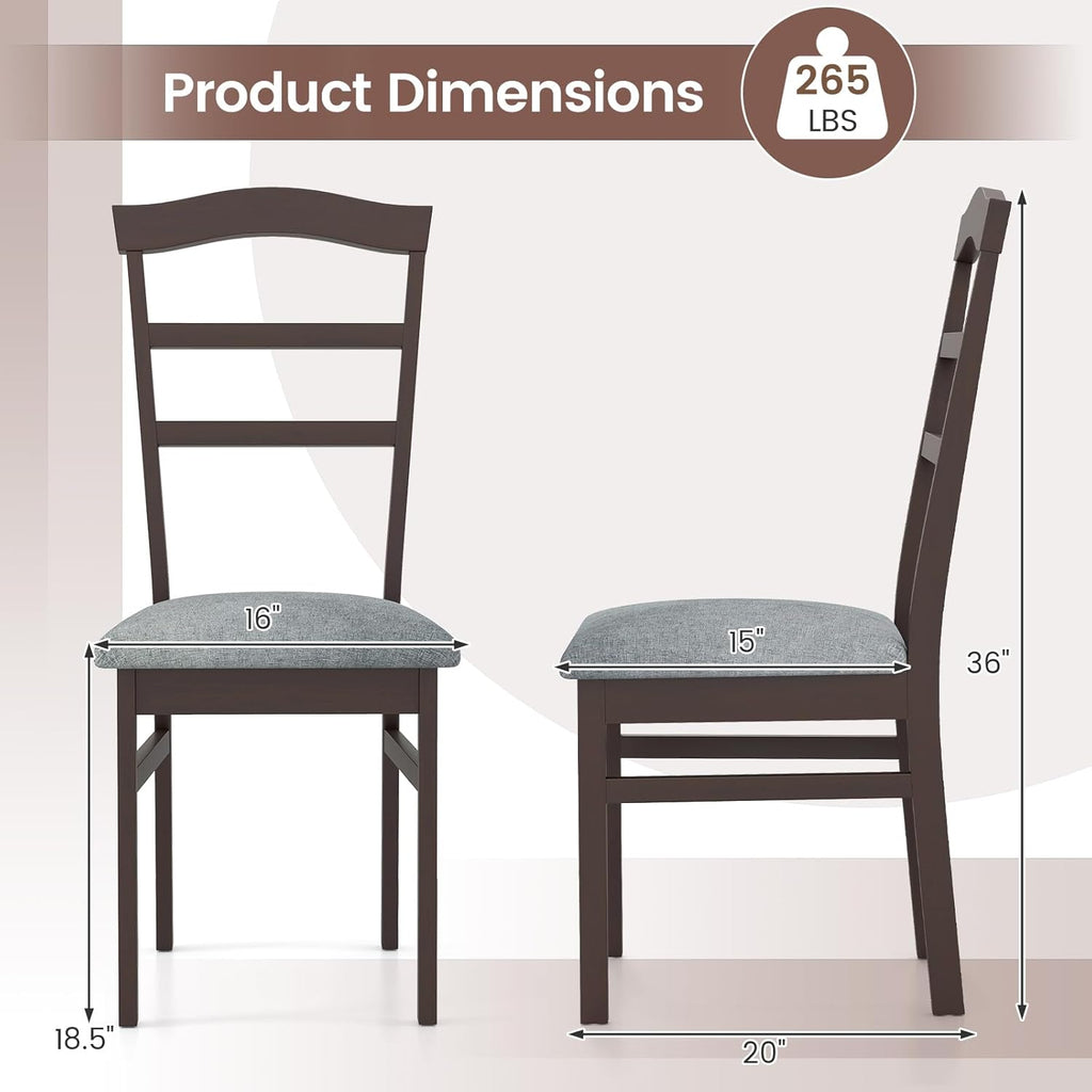 Giantex Wooden Dining Chairs Set of 4, Upholstered Kitchen Chair w/Rubber Wood Frame, Linen Fabric Padded Seat, High Curved Back, Farmhouse Accent Side Chairs for Dining Room Living Room