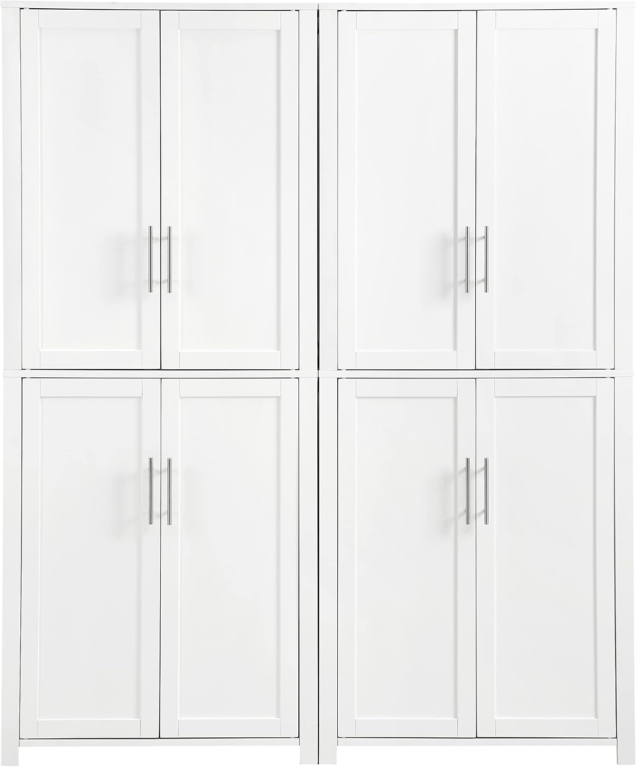 Crosley Furniture Savannah 2-Piece Pantry Storage Cabinet Set with Shelves, Kitchen, Dining, or Laundry Room, White