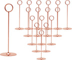 Urban Deco 16 Pieces Table Card Holder 8 inches Table Number Holders Place Steel Card Holders for Photos, Food Signs, Memo Notes, Weddings, Restaurants, Birthdays (Rosegold)