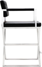 TOV Furniture Director Stainless Steel Counter Stool, Black
