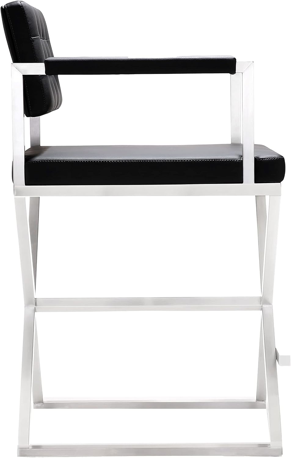 TOV Furniture Director Stainless Steel Counter Stool, Black