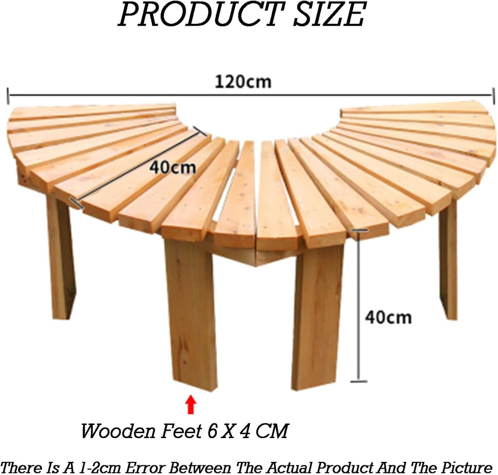 Wooden Curved Benches,Garden Tree Bench Wrap Around Wooden Benches Seater,for Garden,Lawn,Patio,Backyard(Color1)
