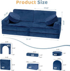 12pcs Modular Kids Play Couch - CPC Certified Convertible Toddler Sectional Sofa, Washable Durable Foam Floor Cushion for Kids Playroom (Play Fort/Castle)