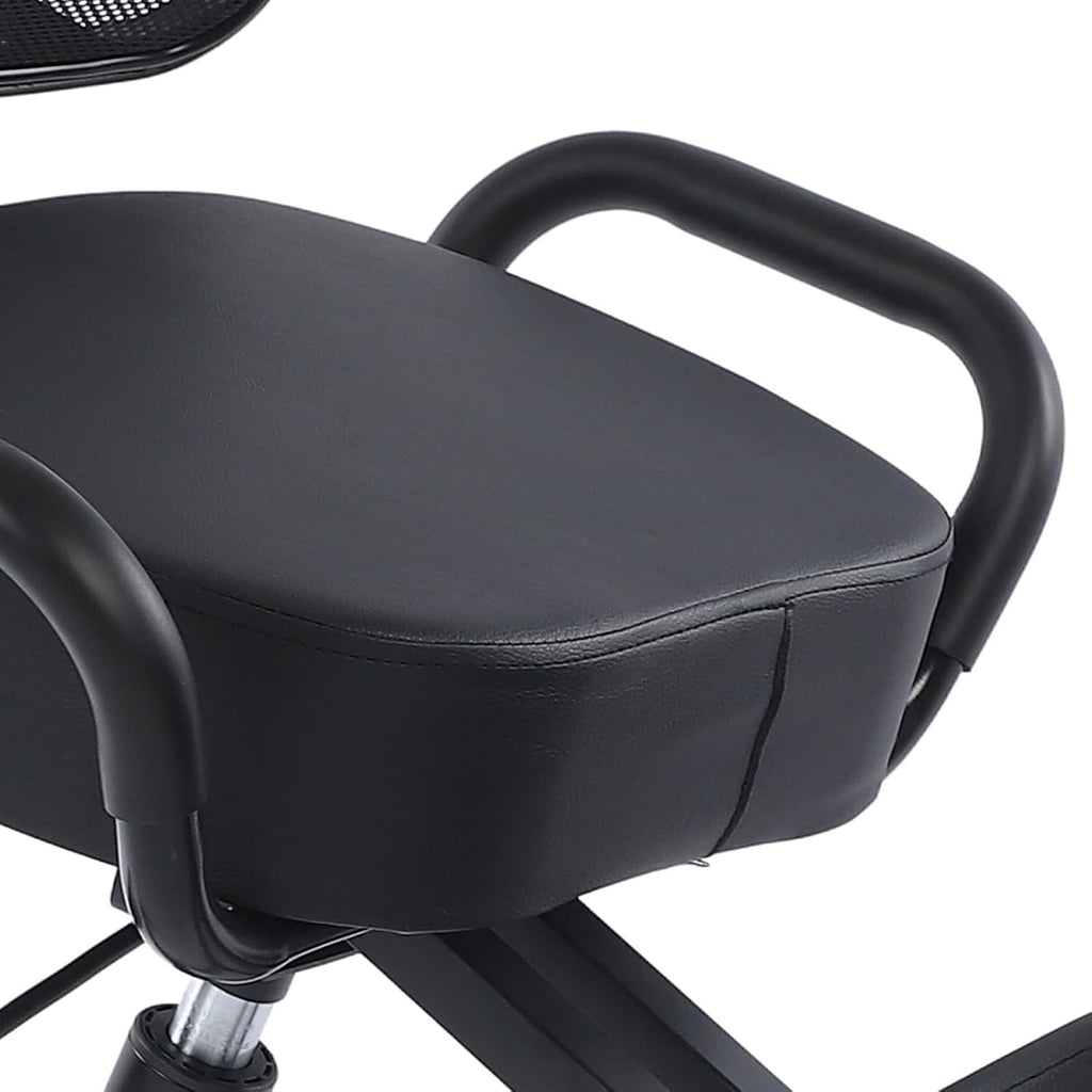 Height Adjustable Ergonomic Kneeling Chair, Breathable Mesh Back Leather Cushion Spine Alignment Multi Angle Adjustment for Home Office Study Working Relaxation Shoulder