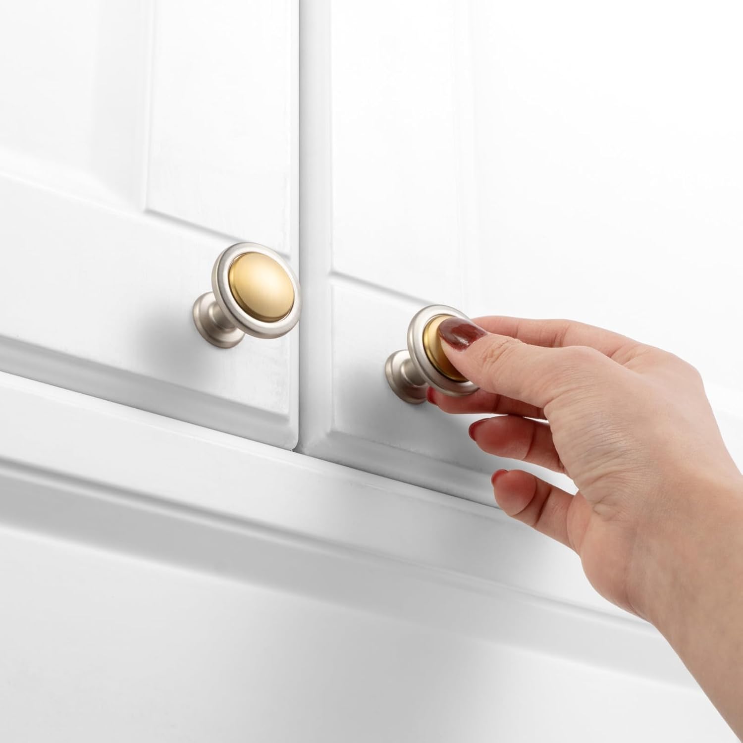 KOOFIZO 30 Pack Gold and Nickel Kitchen Cabinet Knobs Brushed Gold and Silver Drawer Knobs 1960 Round Single Hole Cabinet Pulls for Cabinets Drawers Dresser Cupboard Bedroom Bathroom