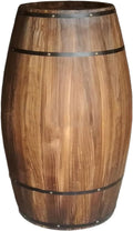 Rustic Whiskey Wine Barrel Side Table with Metal Bands, Solid Wood Barrel Accent Table for Home, Garden, Bar, Patio, Wedding & Event Decor(40cm/15.7in)