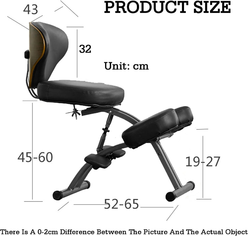 Kneeling Chair,Black Kneeling Desk Chair,Ergonomic Posture Chair with Backrest,Adjustable Height for Study Work from Home