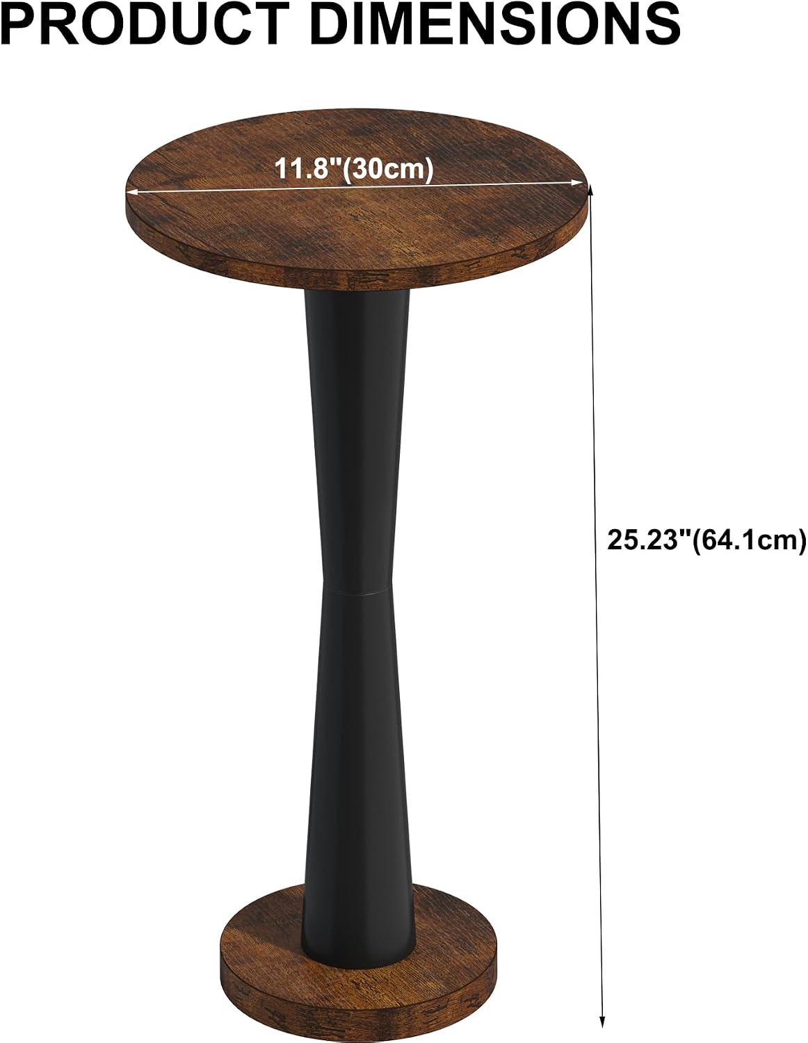 LAATOOREE Small Round Side Tables Set of 2, Wood Pedestal Drink Tables, Accent Coffee End Tables with Solid Wood Leg for Small Space, Living Room, Bedroom, Corner (2, Rustic Brown+ Black)