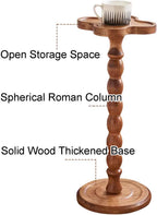 Four Leaf-Shaped Wooden End Table, Coffee Tables with Solid Wood Leg, Small Pedestal Side Table for Small Spaces and Cocktail Use, for Living Room, Bar, Bathroom