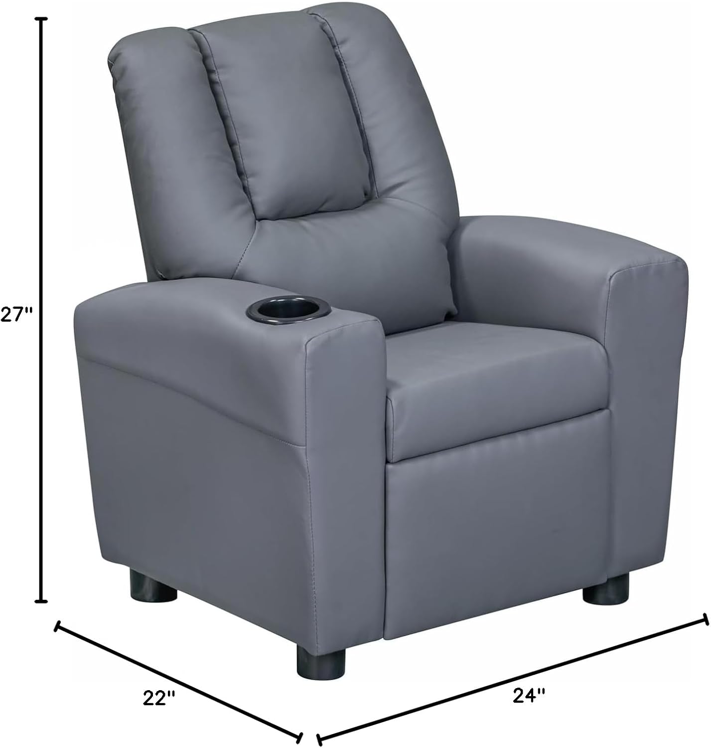 Olive & Opie Chase Kids/Toddler Push Back Recliner Chair, Lounge Sofa for Boys & Girls Ages 3 and Up, Soft Upholstery, Vegan Leather Mink