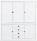 roomfitters Kitchen Pantry Organizers and Storage Kitchen Cabinet, Hutch with Microwave Stand, 4 Drawers, Spice Racks, White
